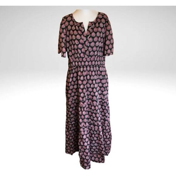 Citrus by Called to Surf Floral Maxi Dress Size M Green/Pink Cinched Waist Boho - Picture 1 of 11